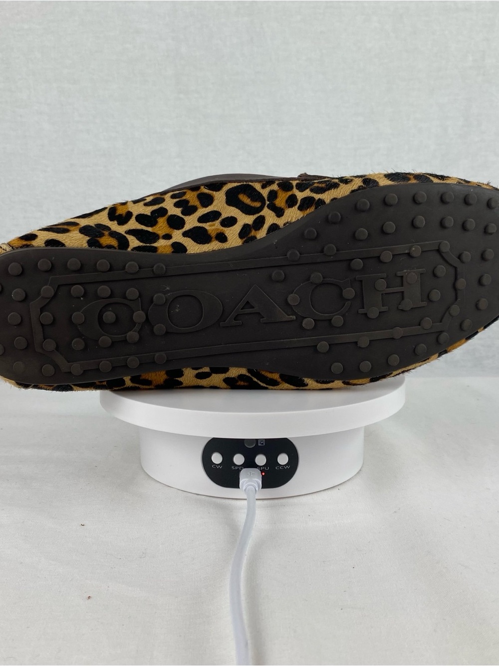 Coach Leopard Print Penny Loafers in Brown/Tan with Gold Plaque - Picture 9 of 14